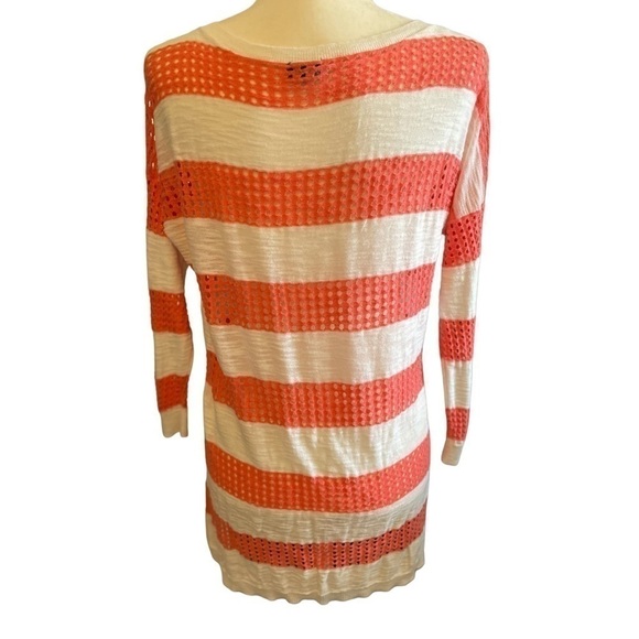 Express Striped Long Sleeve Sweater Pink/White M - Picture 3 of 5